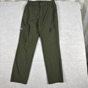 Outdoor Sports Cargo Pants‎ Mens Green Zipper Utility Pockets Comfort Size L